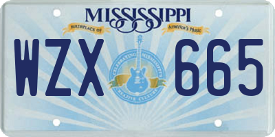 MS license plate WZX665