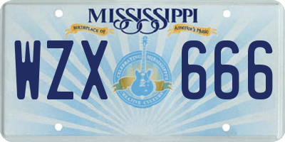 MS license plate WZX666