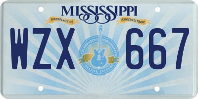 MS license plate WZX667