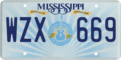MS license plate WZX669