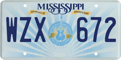 MS license plate WZX672