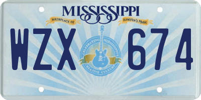 MS license plate WZX674