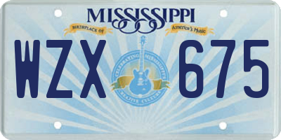 MS license plate WZX675