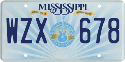 MS license plate WZX678