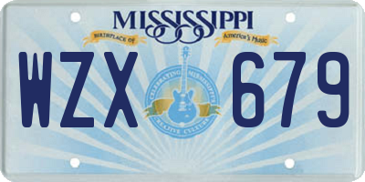 MS license plate WZX679