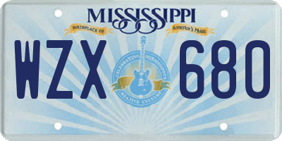 MS license plate WZX680