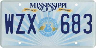 MS license plate WZX683