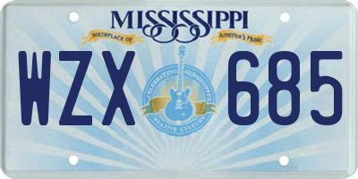 MS license plate WZX685