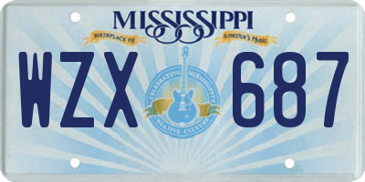 MS license plate WZX687