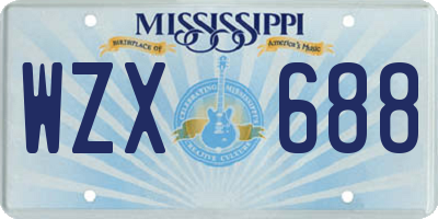 MS license plate WZX688