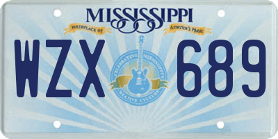 MS license plate WZX689