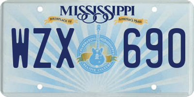 MS license plate WZX690
