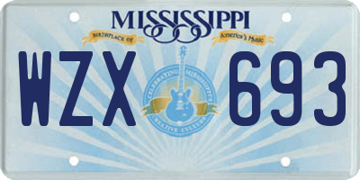 MS license plate WZX693