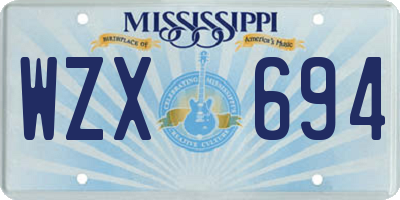 MS license plate WZX694