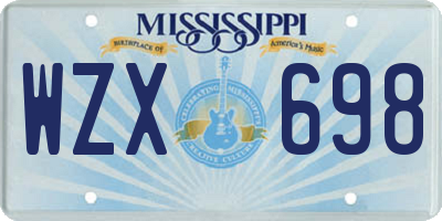 MS license plate WZX698