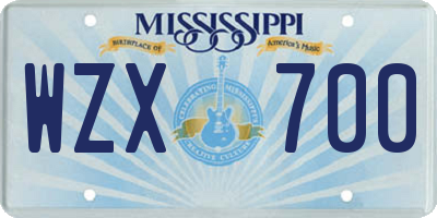 MS license plate WZX700