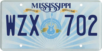 MS license plate WZX702