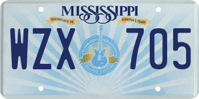 MS license plate WZX705