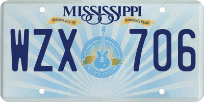 MS license plate WZX706