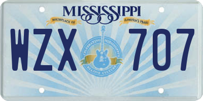 MS license plate WZX707
