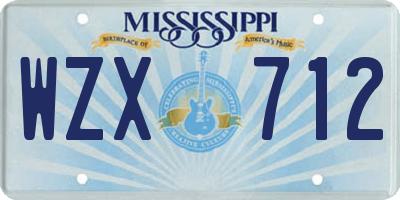 MS license plate WZX712