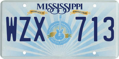 MS license plate WZX713
