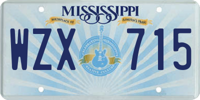 MS license plate WZX715