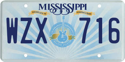 MS license plate WZX716