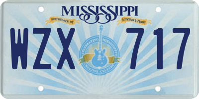 MS license plate WZX717