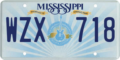 MS license plate WZX718