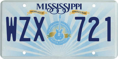 MS license plate WZX721