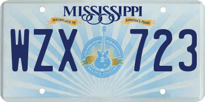 MS license plate WZX723