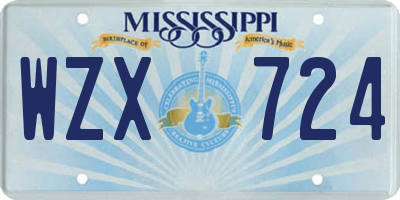 MS license plate WZX724