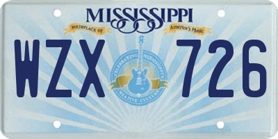MS license plate WZX726
