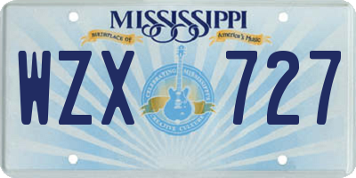 MS license plate WZX727