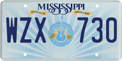 MS license plate WZX730