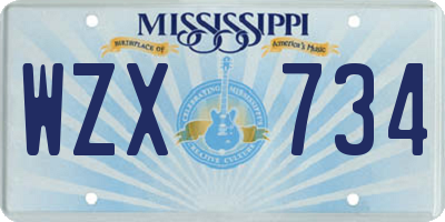 MS license plate WZX734