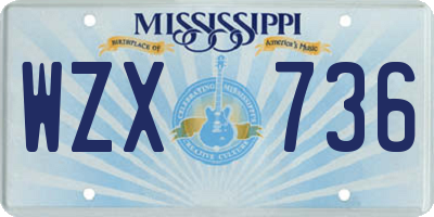 MS license plate WZX736