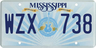 MS license plate WZX738
