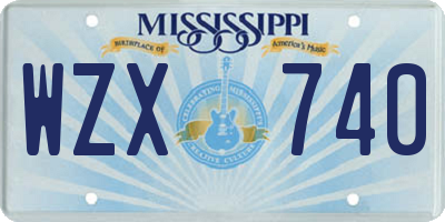 MS license plate WZX740