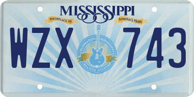 MS license plate WZX743