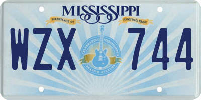 MS license plate WZX744
