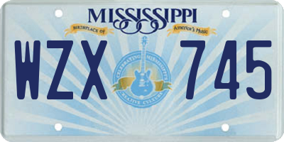 MS license plate WZX745