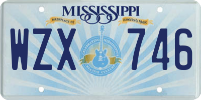MS license plate WZX746