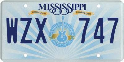 MS license plate WZX747