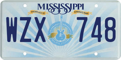 MS license plate WZX748