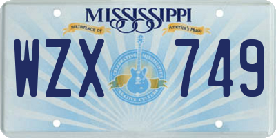 MS license plate WZX749