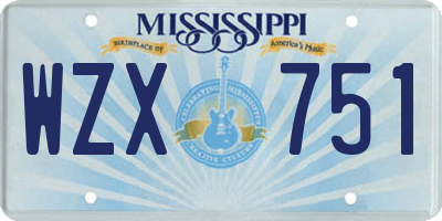 MS license plate WZX751