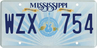 MS license plate WZX754