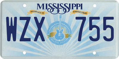 MS license plate WZX755